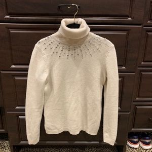 Ann Taylor Loft cream sweater with rhinestones